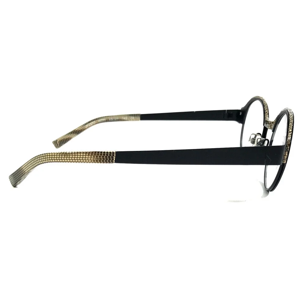 J.F. Rey Eyeglasses Frames JF2570 0090 Black Python Beige Round 45-21-142